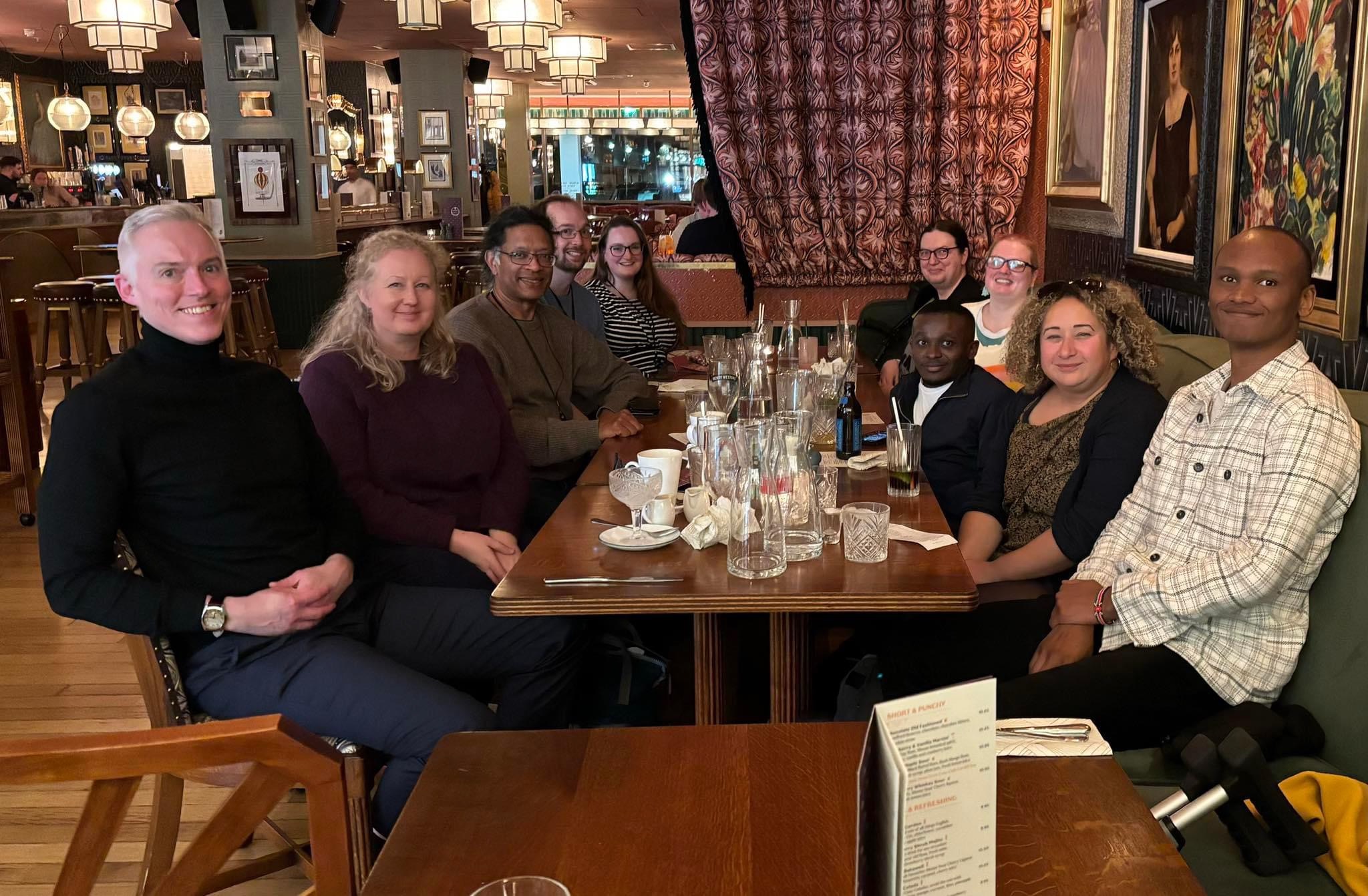 Steven Price enjoys lunch at the Cosy Club with the rest of the Accessibility and Usability Evaluation (AUE) Team